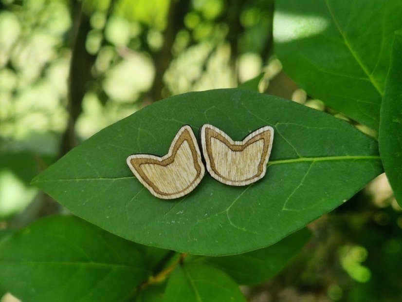 Dřevěné náušnice kočičí hlava