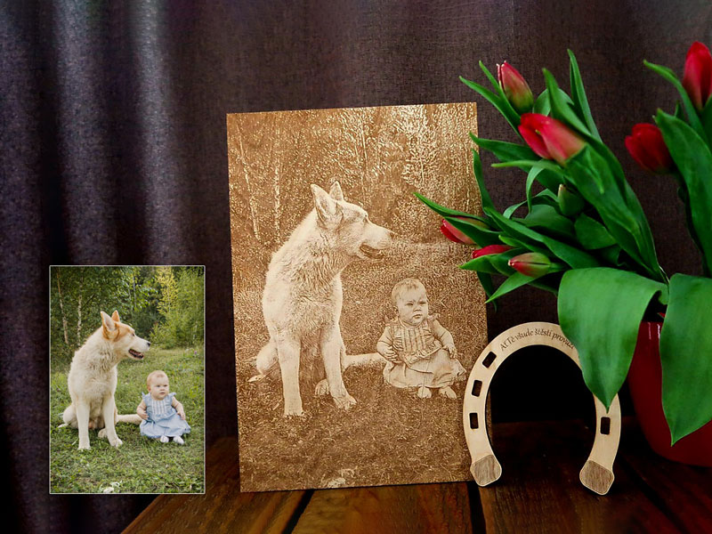 Gravírovaná fotka březová překližka 