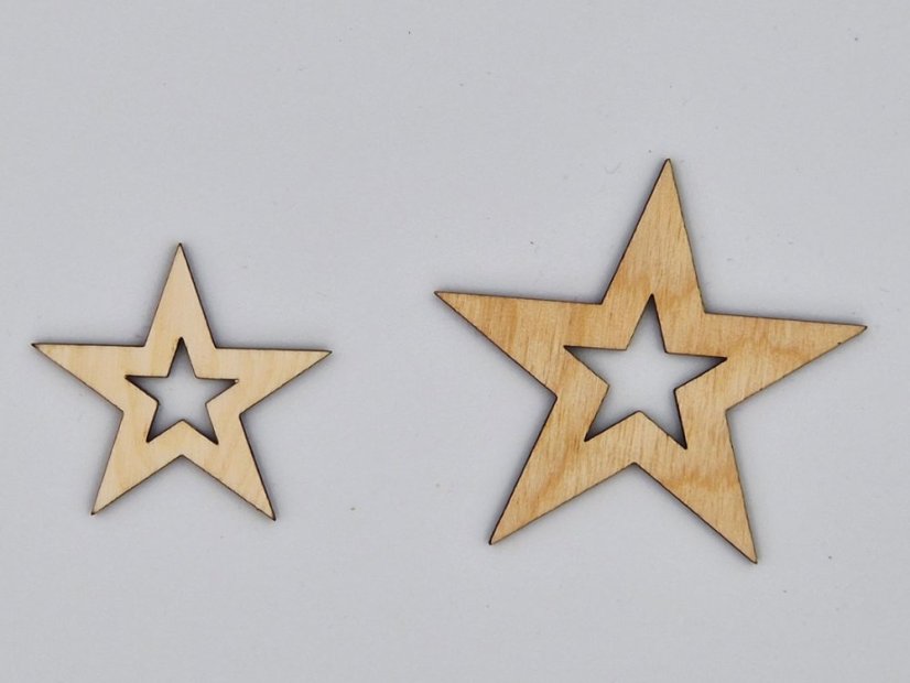 Dřevěné vánoční ozdoby - Tvar: srdce s kometou, Velikost: 65 mm