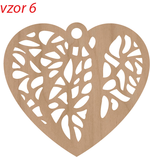 dřevěné náušnice srdce vzor 6