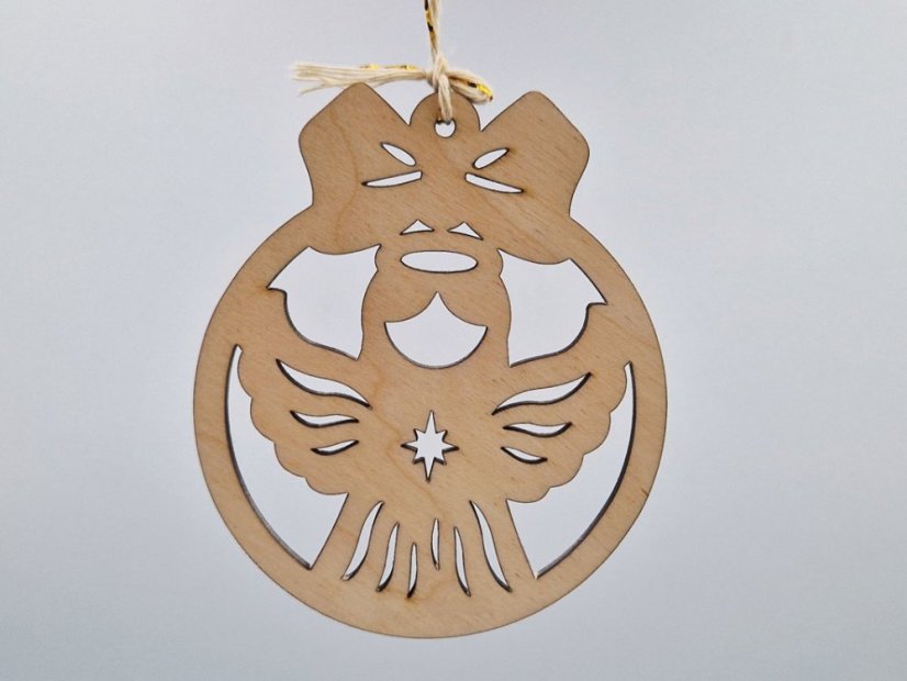 Sada dřevěných vánočních ozdob baňky - Velikost: 100 mm, Množství: 1 sada (12 ks)