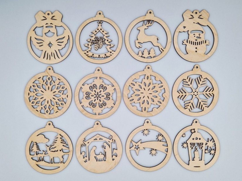 Dřevěné vánoční ozdoby baňky - Tvar: srnky, Velikost: 100 mm