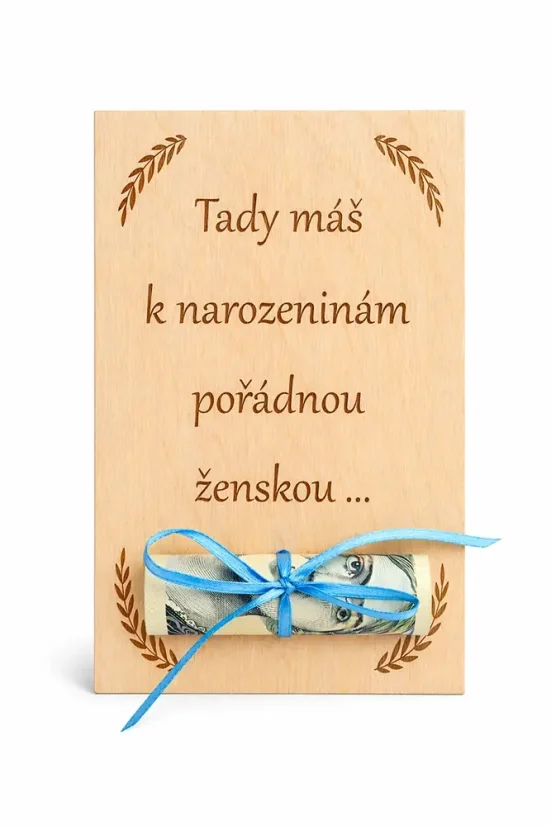 Dřevěné přání na peníze