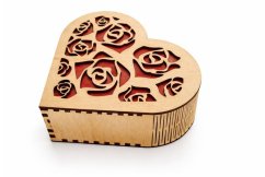 Dřevěná krabička srdce s růžemi