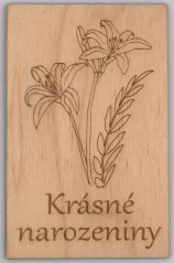 Dřevěné přání - Krásné narozeniny