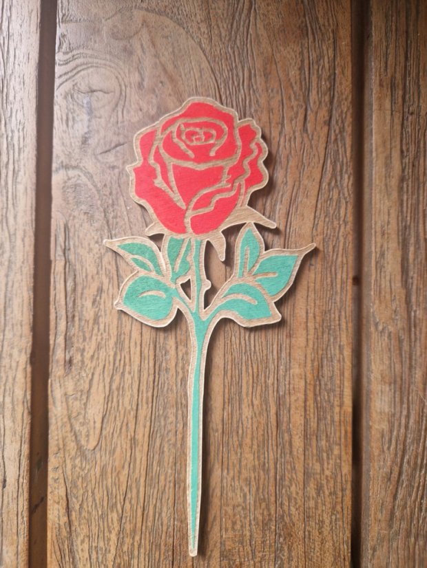 Dřevěná růže - Barva růže: tmavě modrá, Povrchová úprava: bez povrchové úpravy, Velikost: 280 mm