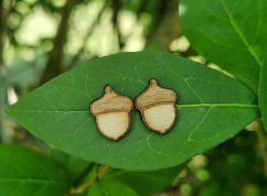 Dřevěné náušnice žalud