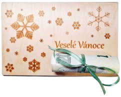 Vánoční dřevěné přání - sněhové vločky