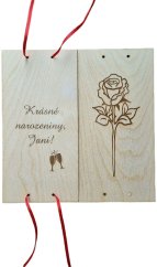 Dřevěné přání na peníze - růže