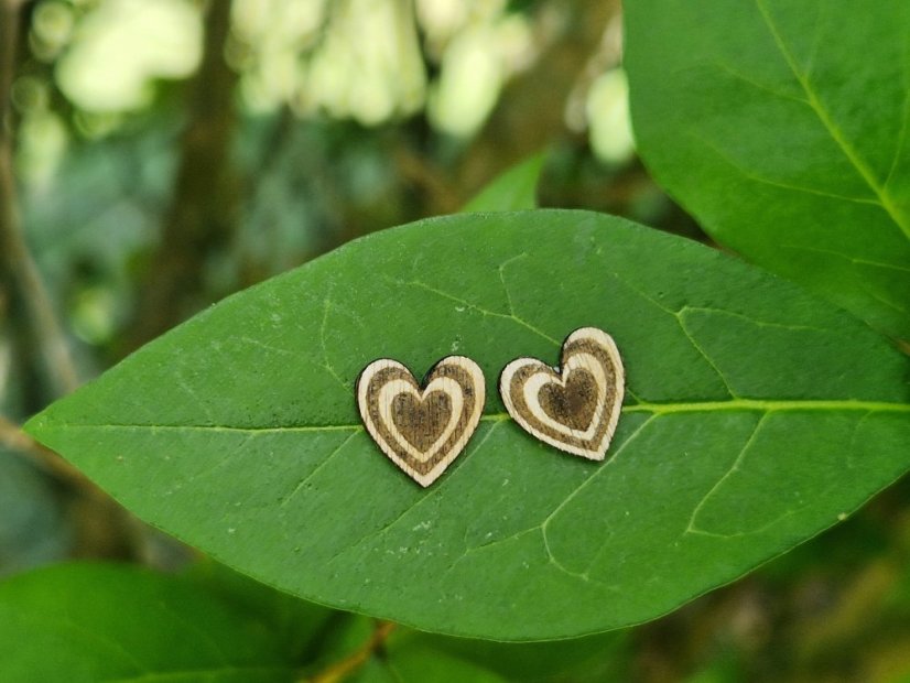Dřevěné náušnice srdíčko