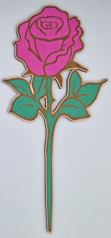 Dřevěná růže - Barva růže: růžová, Povrchová úprava: bezbarvý olej, Velikost: 400 mm