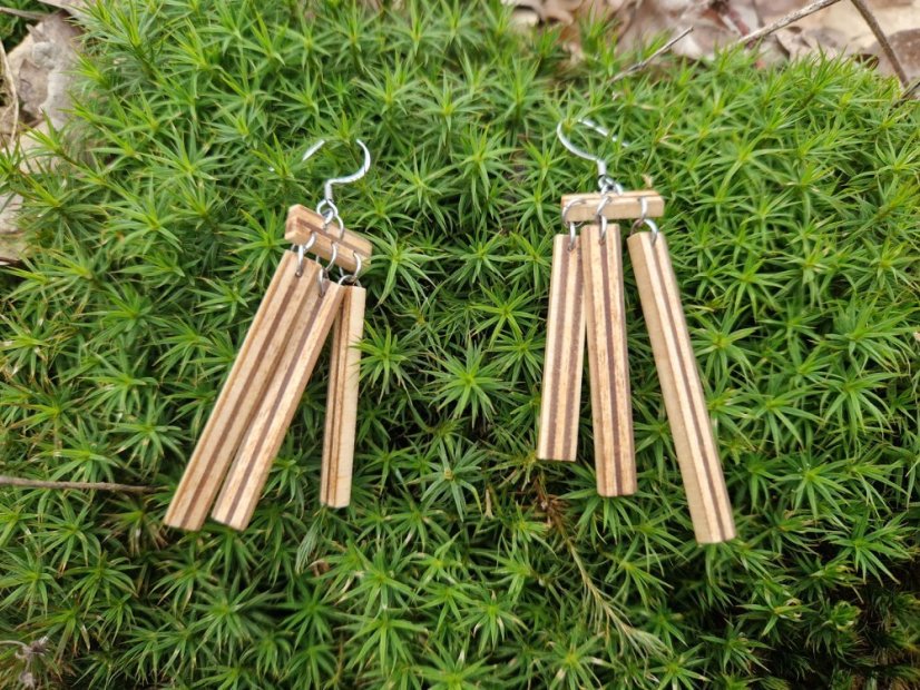 Dřevěné náušnice 3 proužky