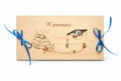 Dřevěné přání na peníze k promoci