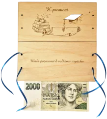 Dřevěné přání na peníze k promoci
