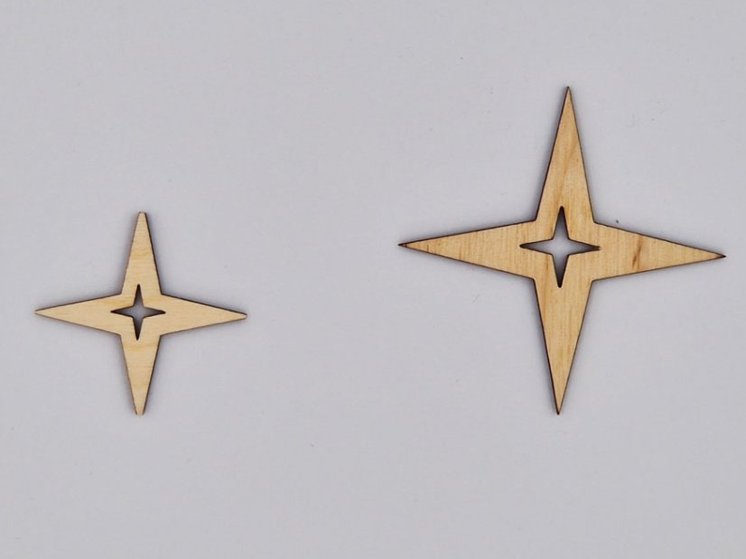 Dřevěné vánoční ozdoby - Tvar: srdce s kometou, Velikost: 65 mm