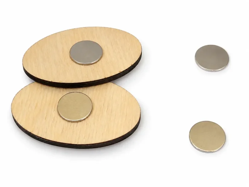 Dřevěná magnetická brož - zadní strana s magnety