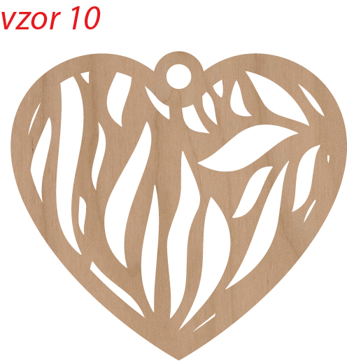 dřevěné náušnice srdce vzor 10