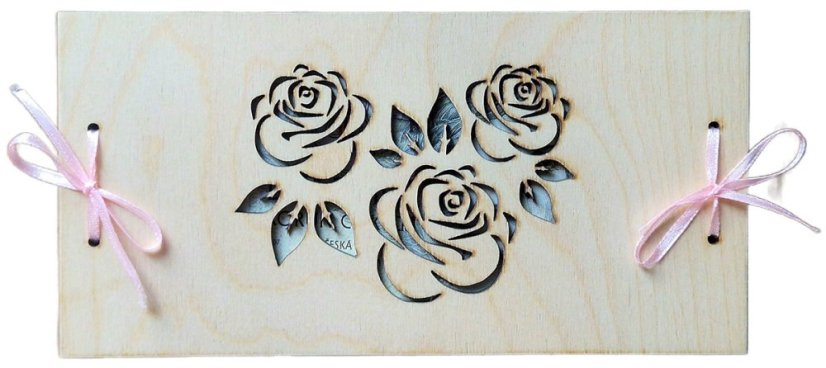 Dřevěné přání na peníze - růže 3