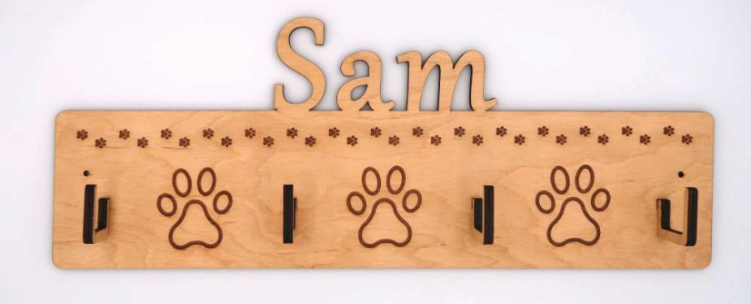 Dřevěný věšák na vodítka se jménem (březová překližka)