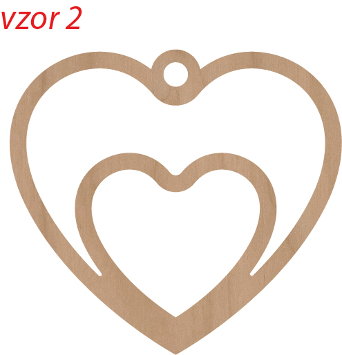dřevěné náušnice srdce vzor 2