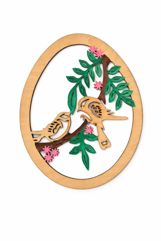 Dřevěné velikonoční vejce -- ptáčci