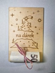 Dřevěné přání na peníze k Vánocům - dárek