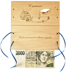 Dřevěné přání na peníze k promoci