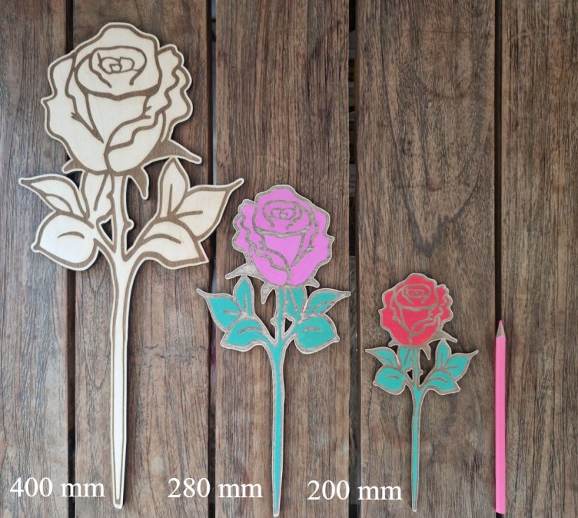 Dřevěná růže - Barva růže: tmavě modrá, Povrchová úprava: bez povrchové úpravy, Velikost: 280 mm